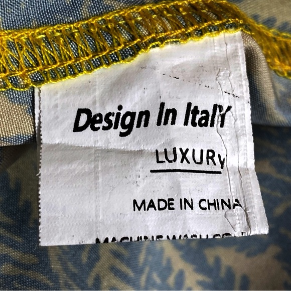 DESIGN IN ITALY silky feel Hawaiian tropic print short sleeve button up shirt 2X - Picture 7 of 8